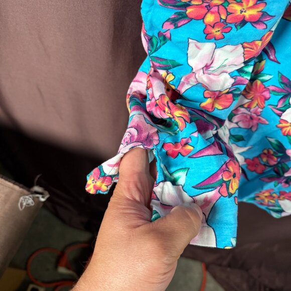 Lands' End Women's M Swim Cover-up Dress Cotton Jersey Sleeveless Turquoise Lily - Picture 5 of 10